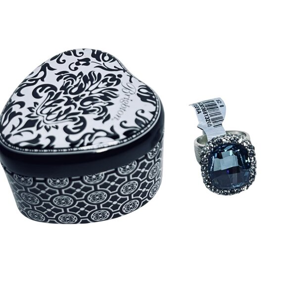 Brighton Contessa Silver Tone And Blue Glass Swarovski Crystals Ring (R460) - Picture 3 of 9